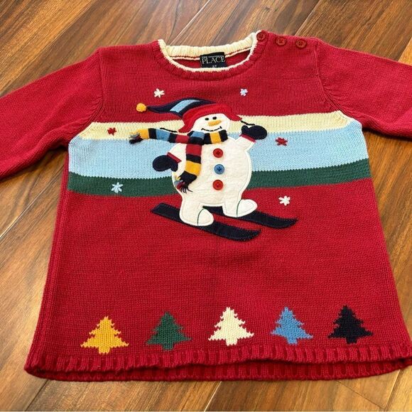The Children’s Place red Snowman crewneck sweater - Picture 2 of 5